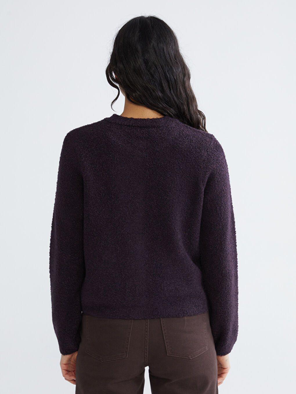 Mor Bisiklet Yaka Kadın Triko Hırka-3