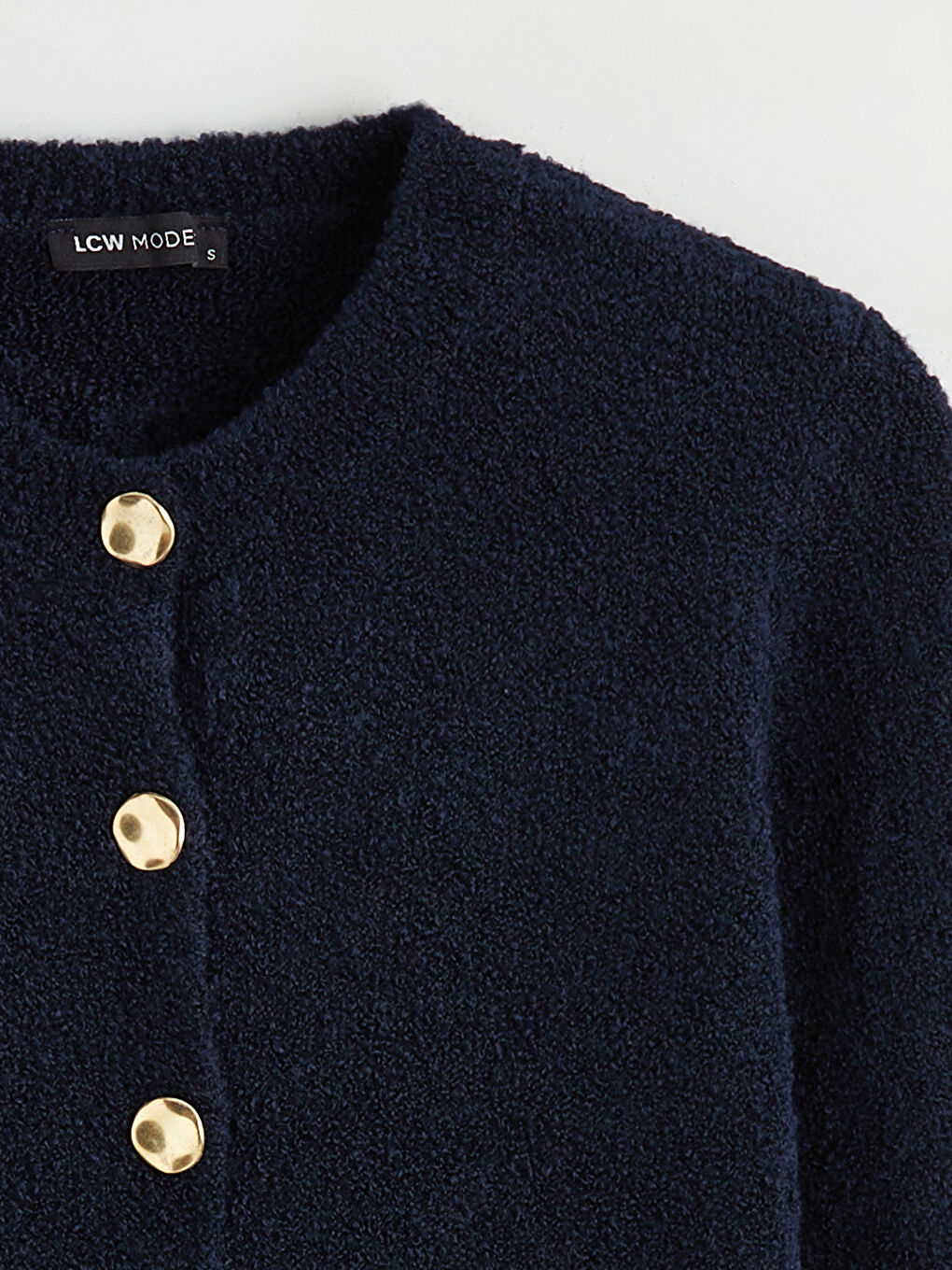 Lacivert Bisiklet Yaka Kadın Triko Hırka-5