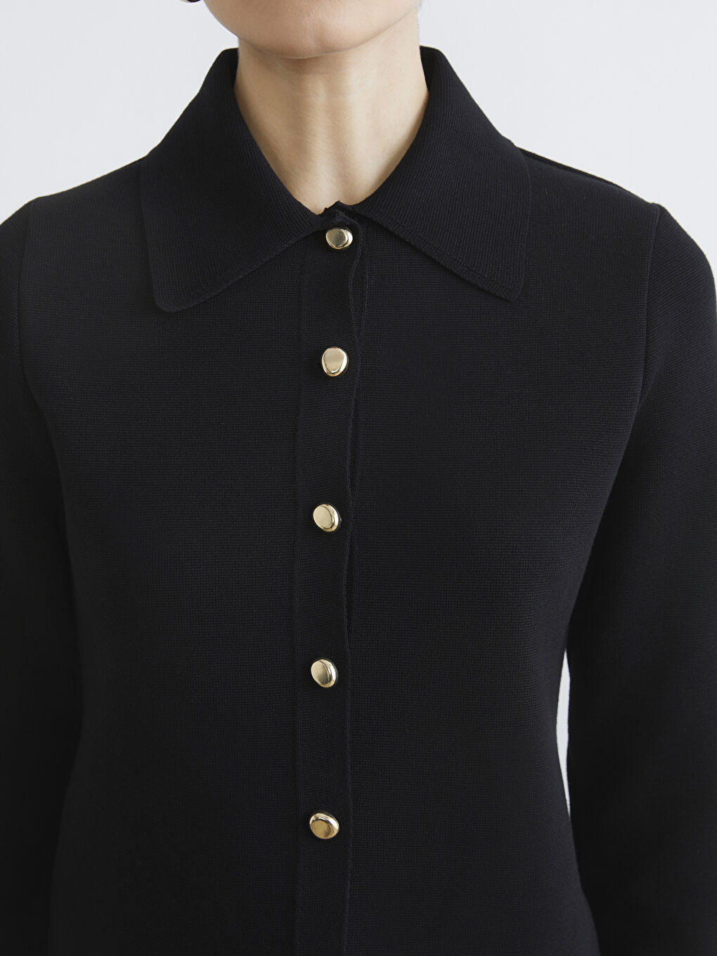 Collared Neck Women's Knitwear Cardigan-2