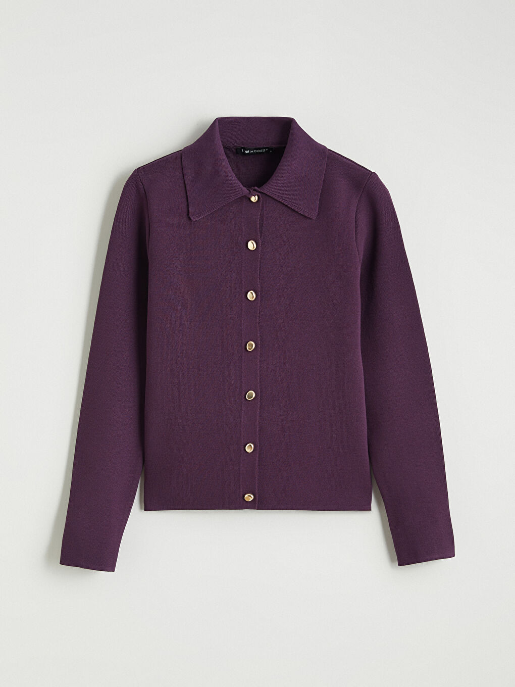 Mor Gömlek Yaka Kadın Triko Hırka-4