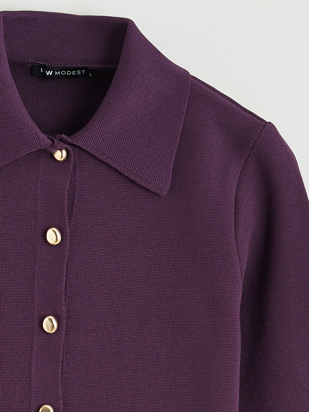 Mor Gömlek Yaka Kadın Triko Hırka-5