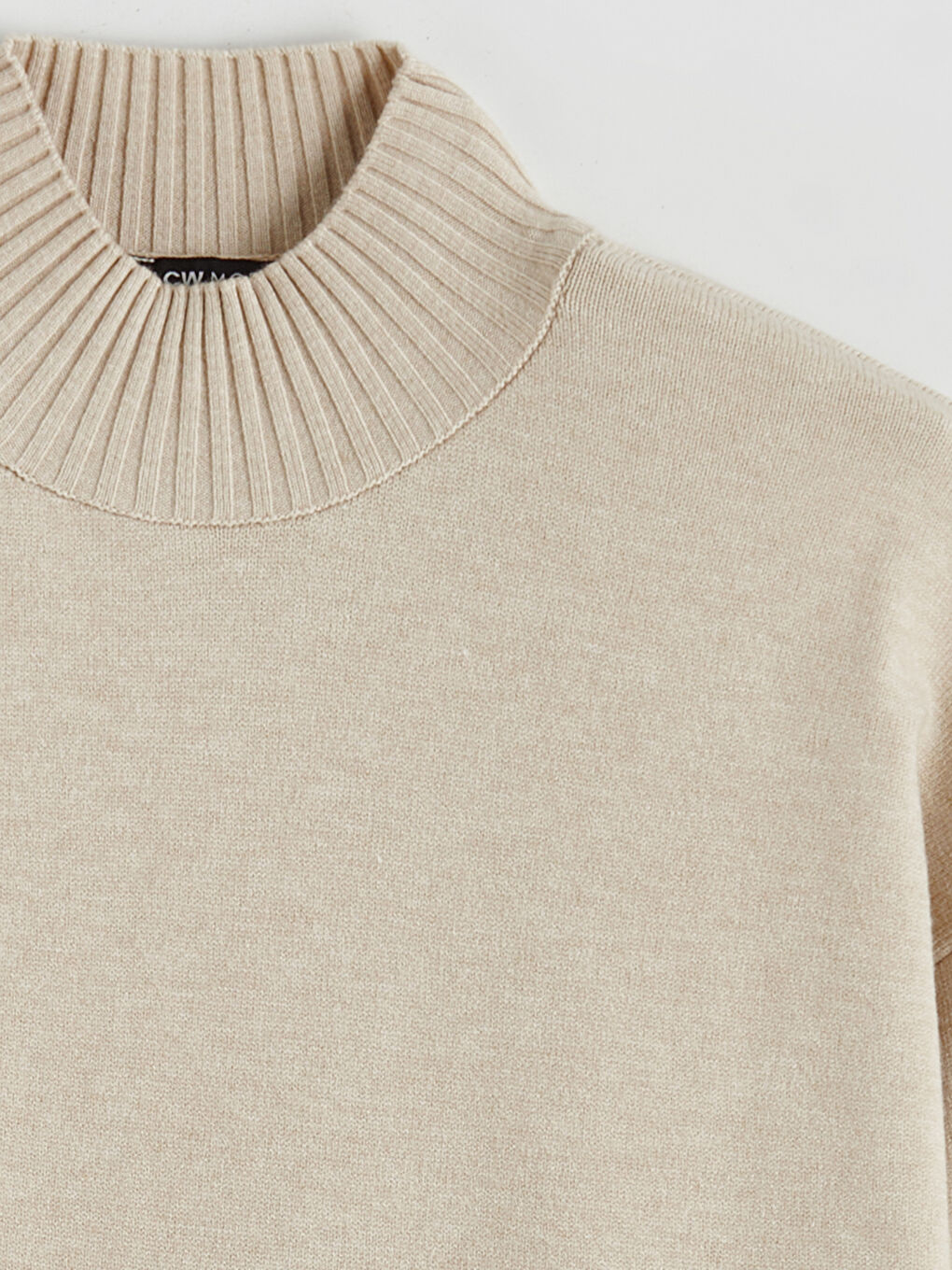 Bej Yarım Balıkçı Yaka Kadın Triko Kazak-5