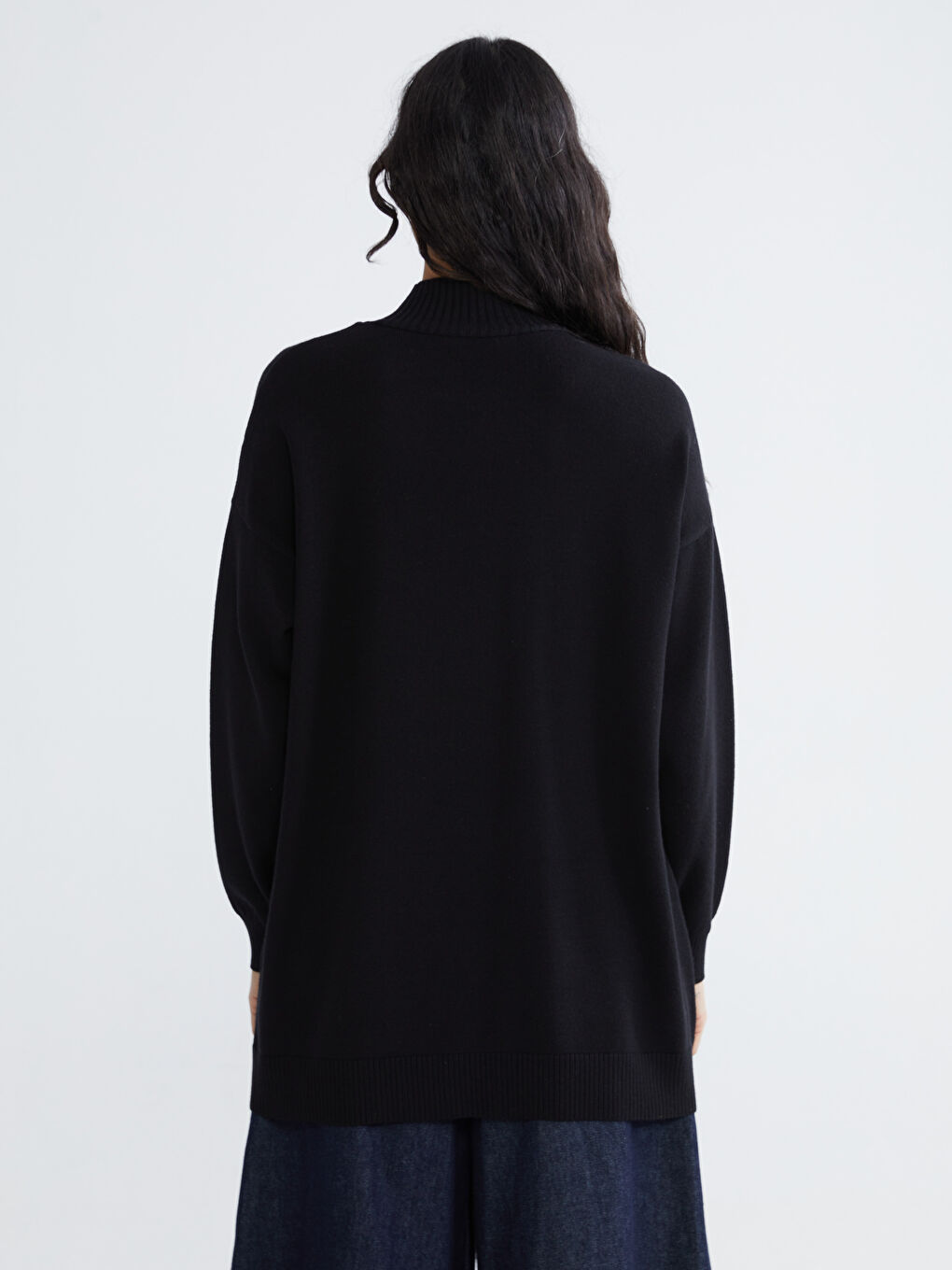 Siyah Yarım Balıkçı Yaka Kadın Triko Kazak-3