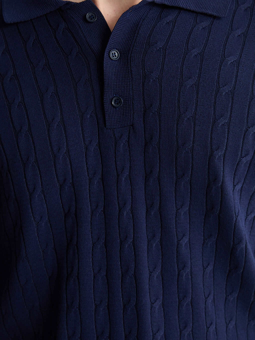 Lacivert Polo Yaka Erkek Triko Kazak-2