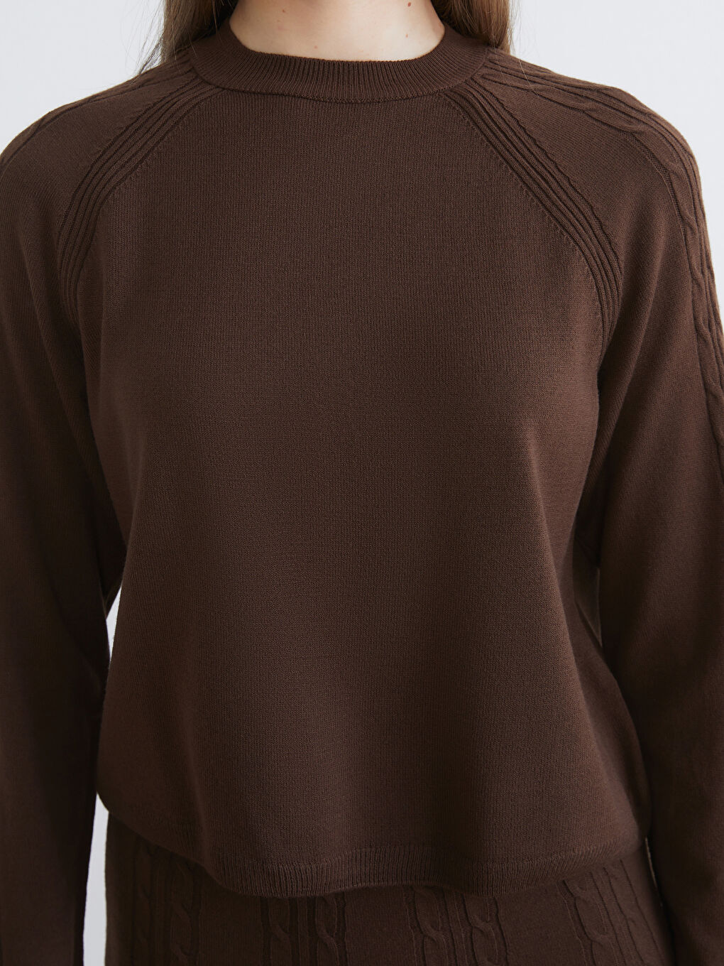 Crew Neck Self-Patterned Women's Knitwear Sweater-3