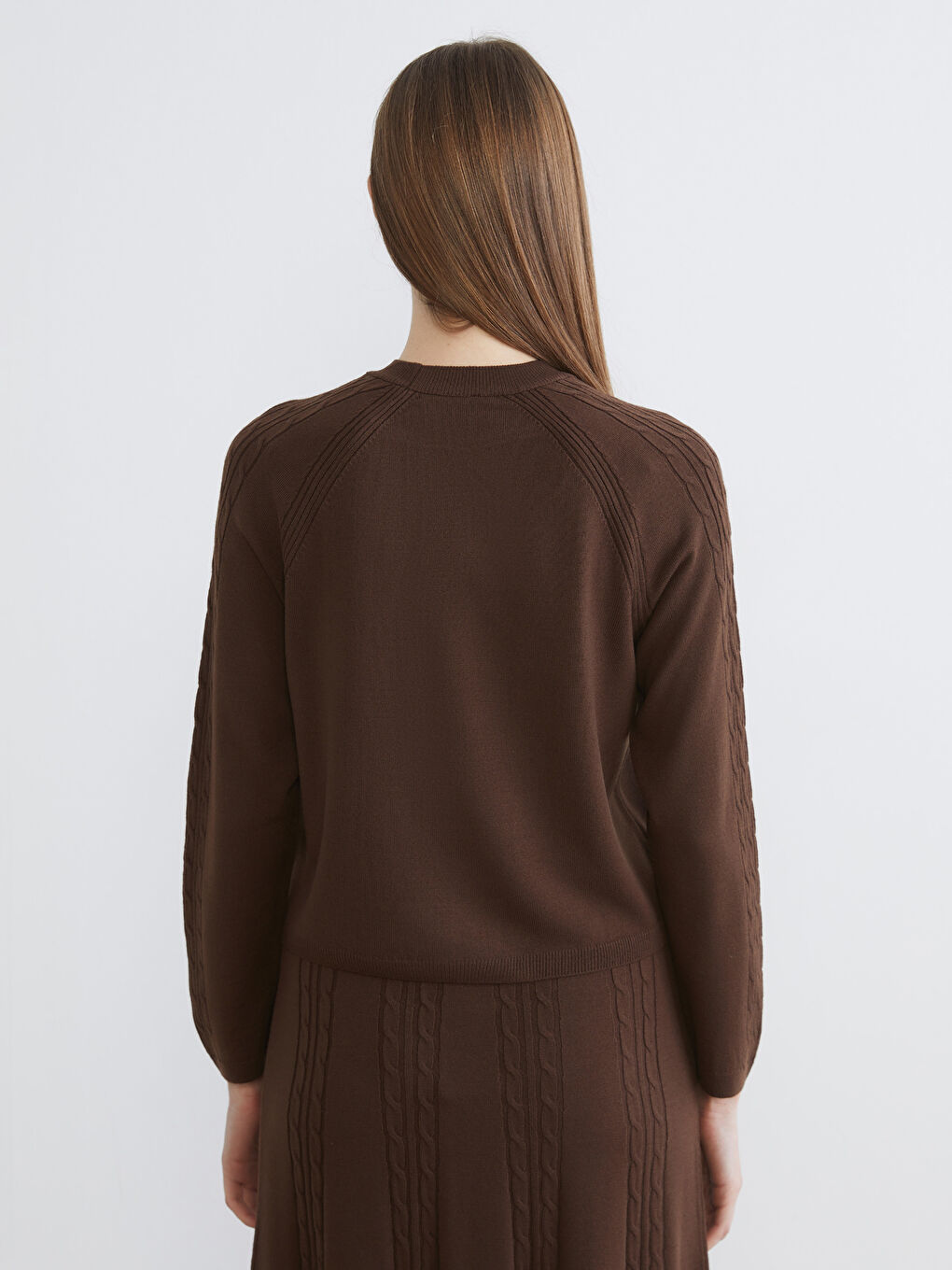 Crew Neck Self-Patterned Women's Knitwear Sweater-4