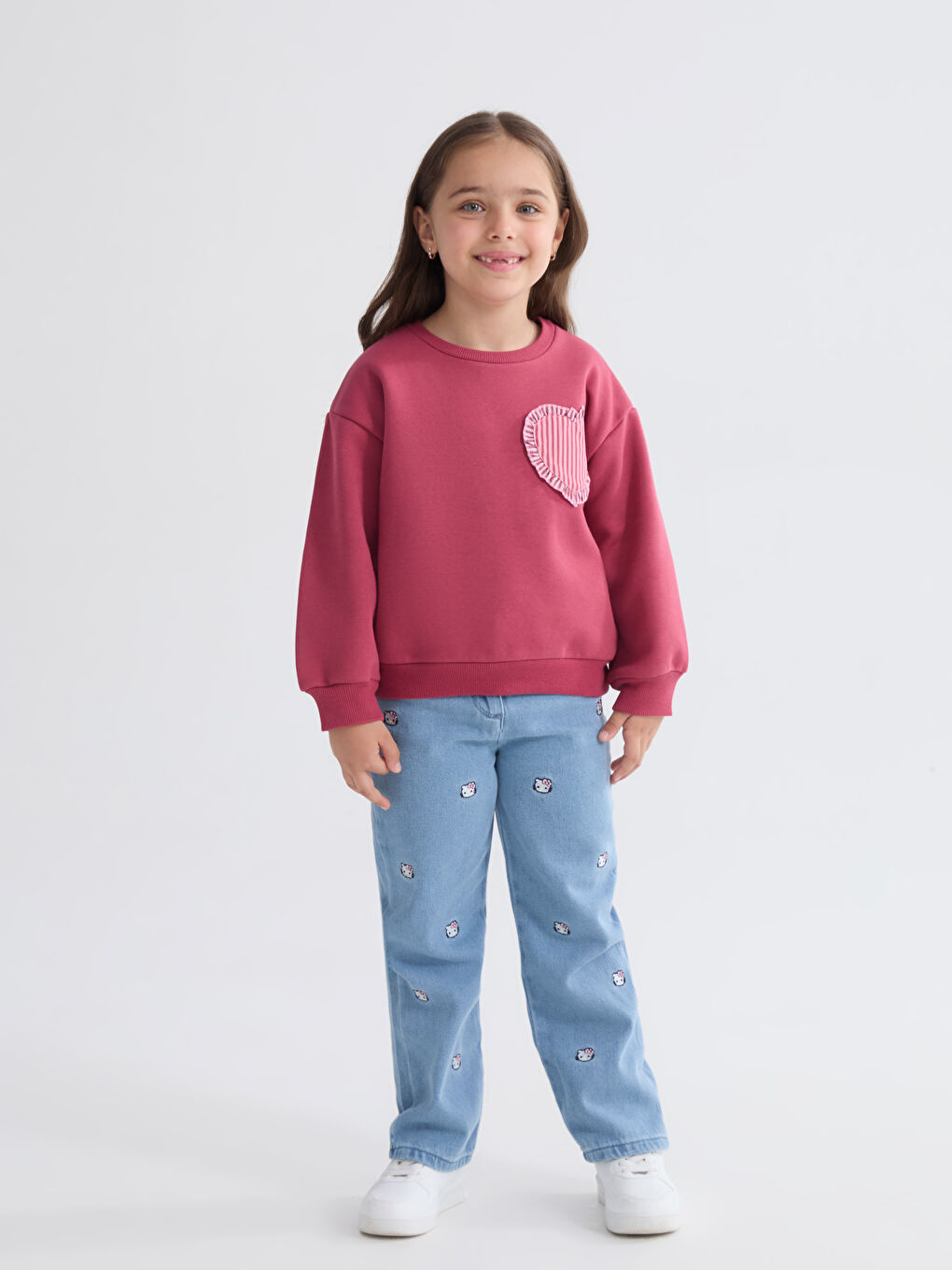 Crew Neck Girls' Sweatshirt-1