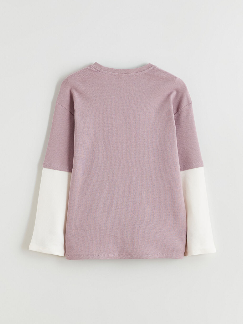 Lila Bisiklet Yaka Fiyonk Baskılı Kız Çocuk Tişört-4