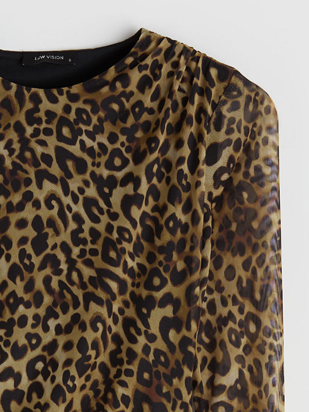 Karışık Leopar Desenli BüzgülüTül Mini Elbise-4