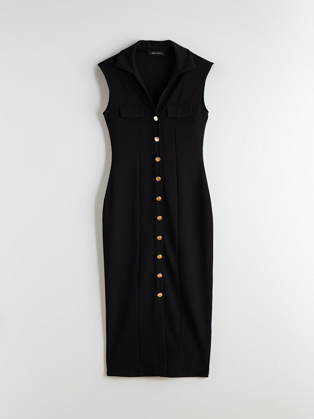 Siyah Bodycon Gömlek Elbise-4