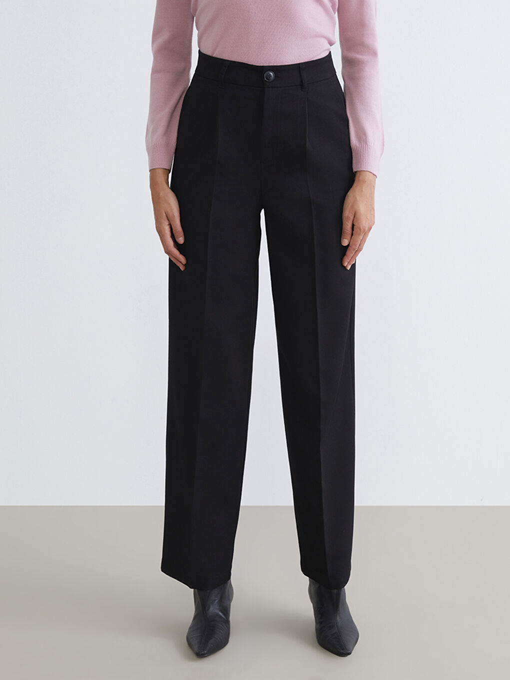 Loose Fit Wide Leg Women's Trousers-1