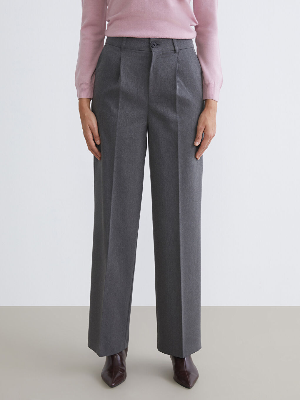 Loose Fit Wide Leg Women's Trousers-1