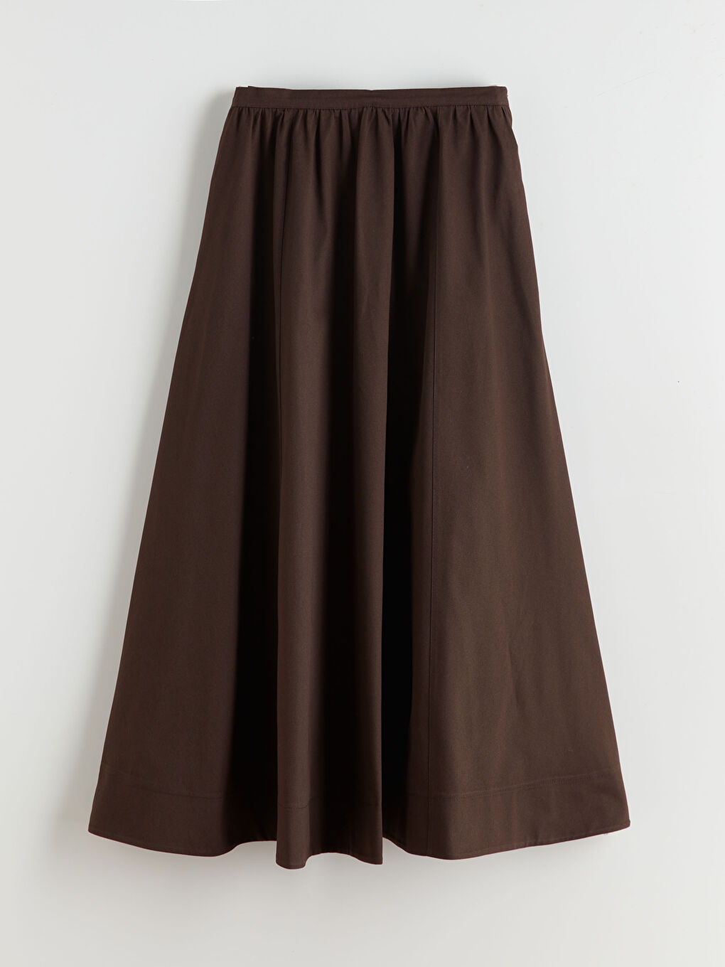 Bej Beli Fermuarlı Kloş Etek-4