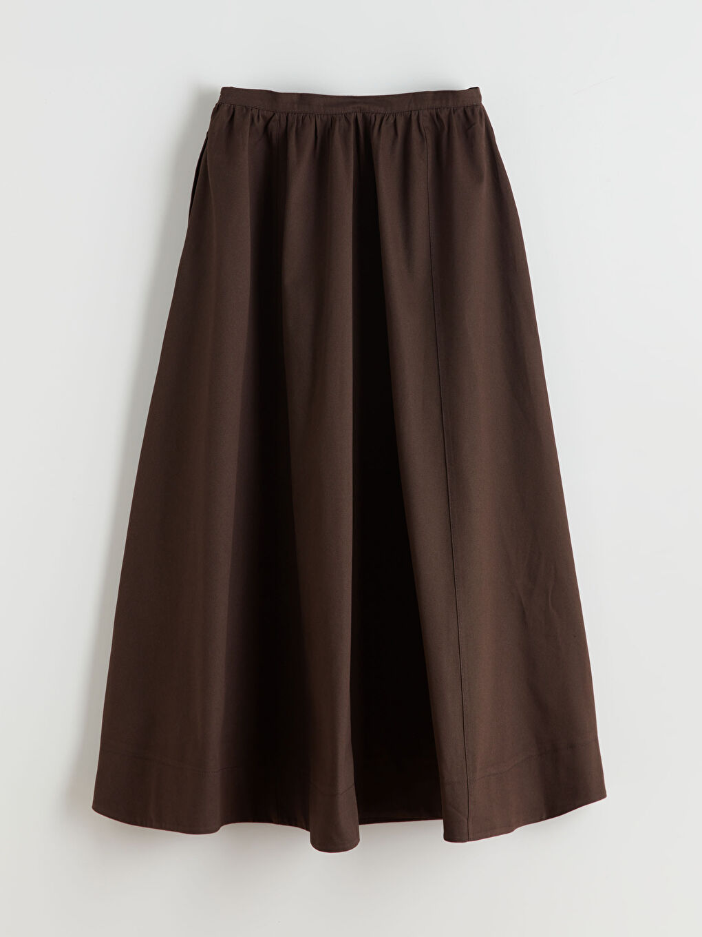 Bej Beli Fermuarlı Kloş Etek-5