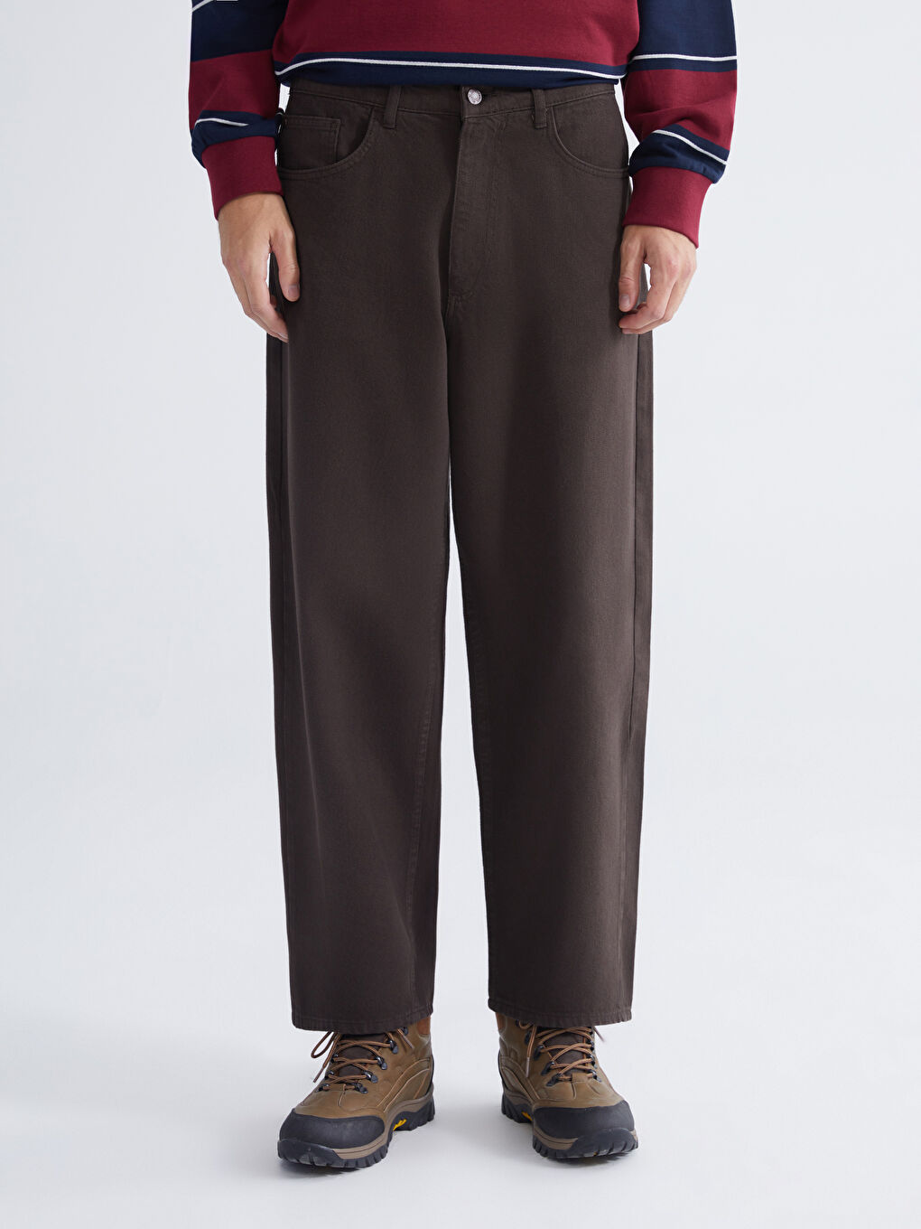 Kahverengi Bol Kalıp Erkek Pantolon-1