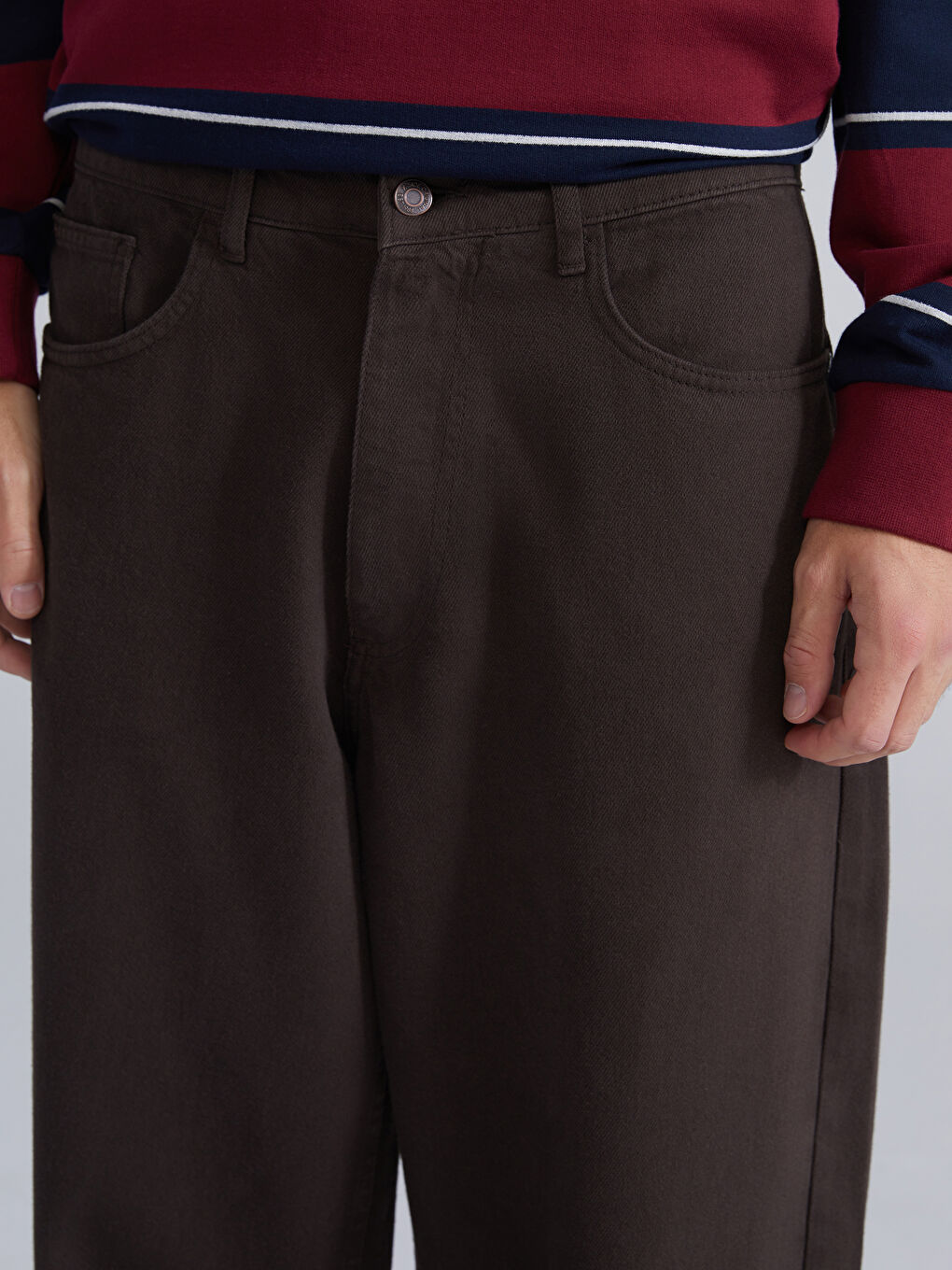 Kahverengi Bol Kalıp Erkek Pantolon-2