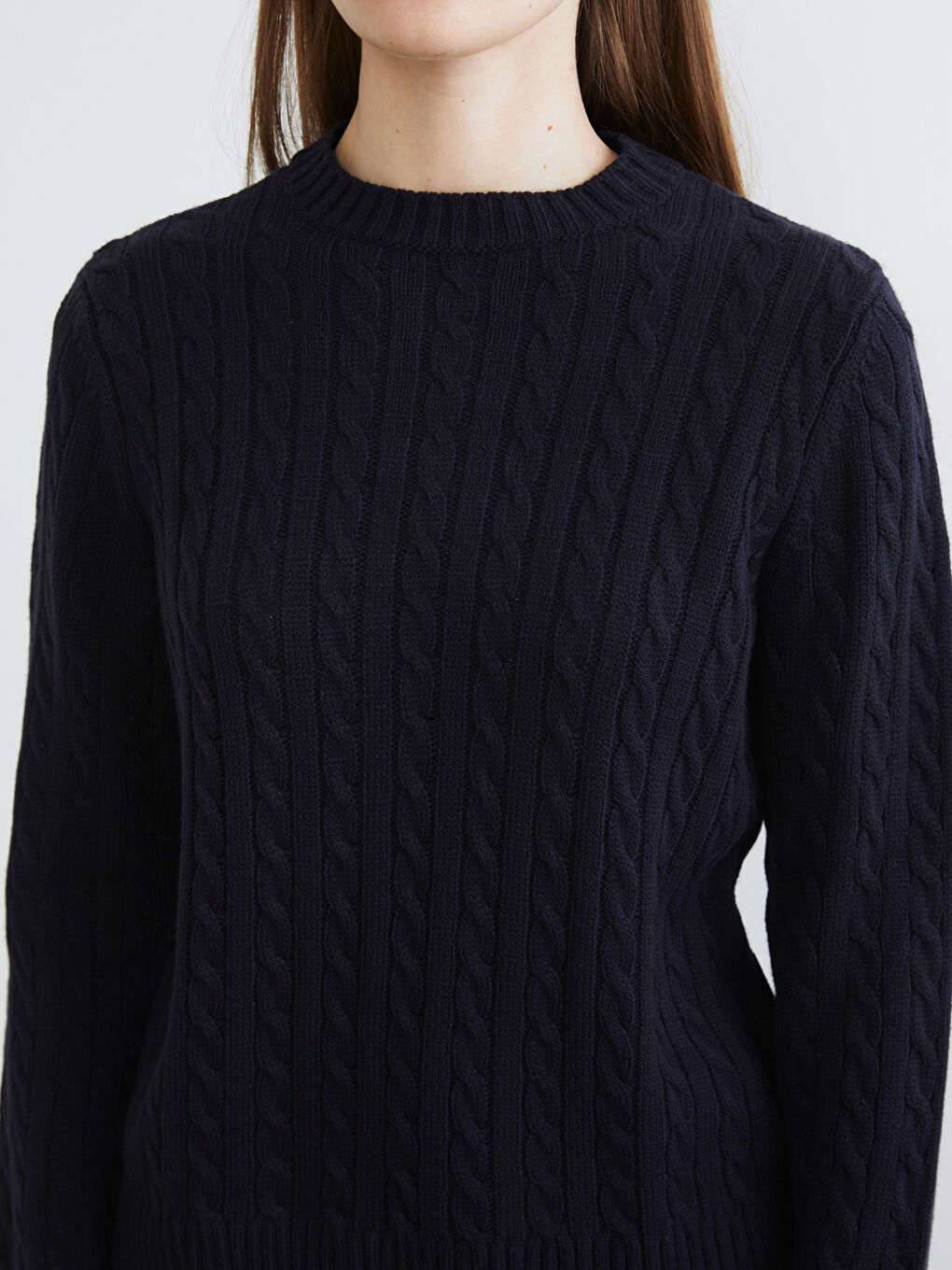 Crew Neck Self-Patterned Women's Knitwear Sweater-2