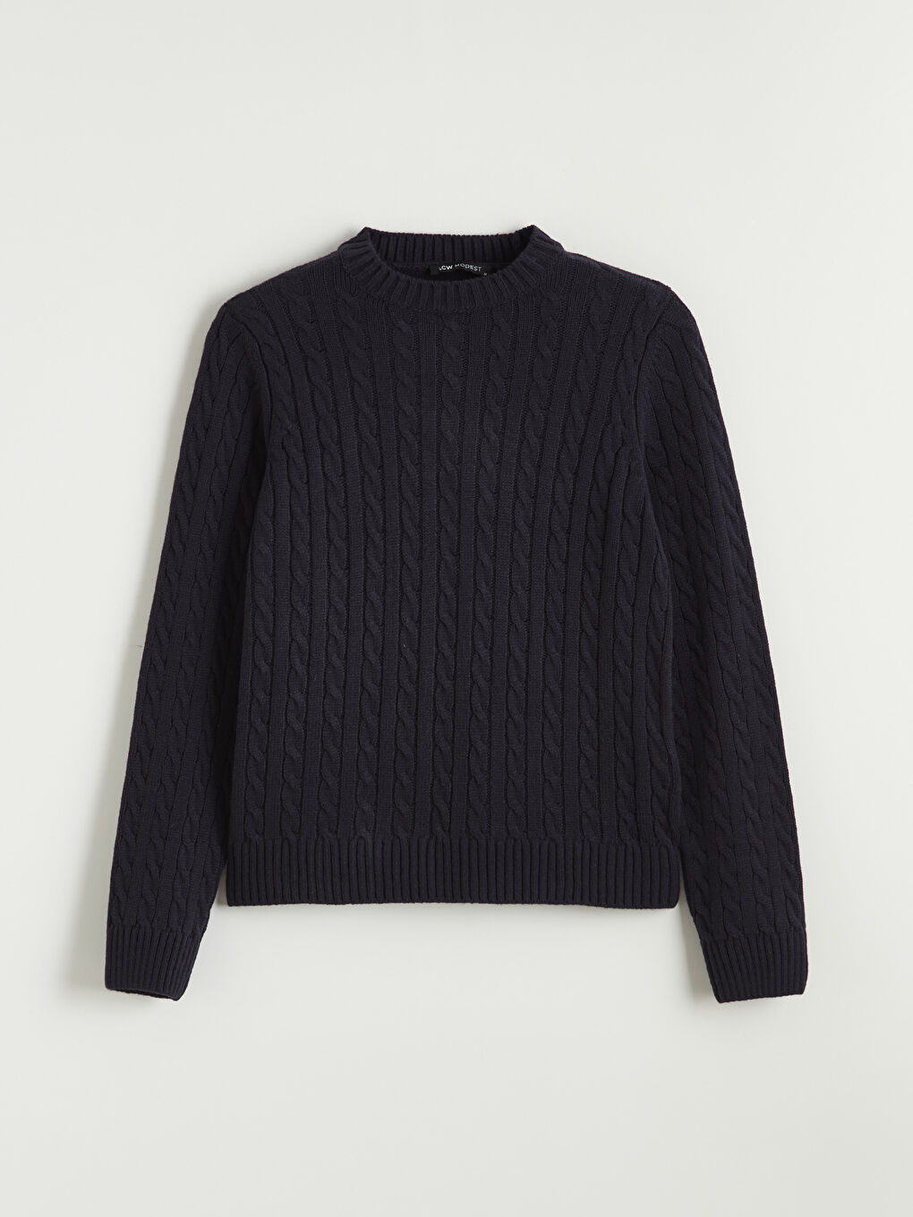 Crew Neck Self-Patterned Women's Knitwear Sweater-4