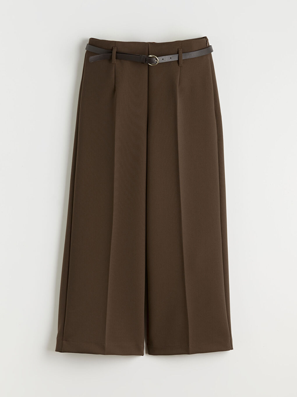 Belted Wide Leg Women's Pleated Trousers-8