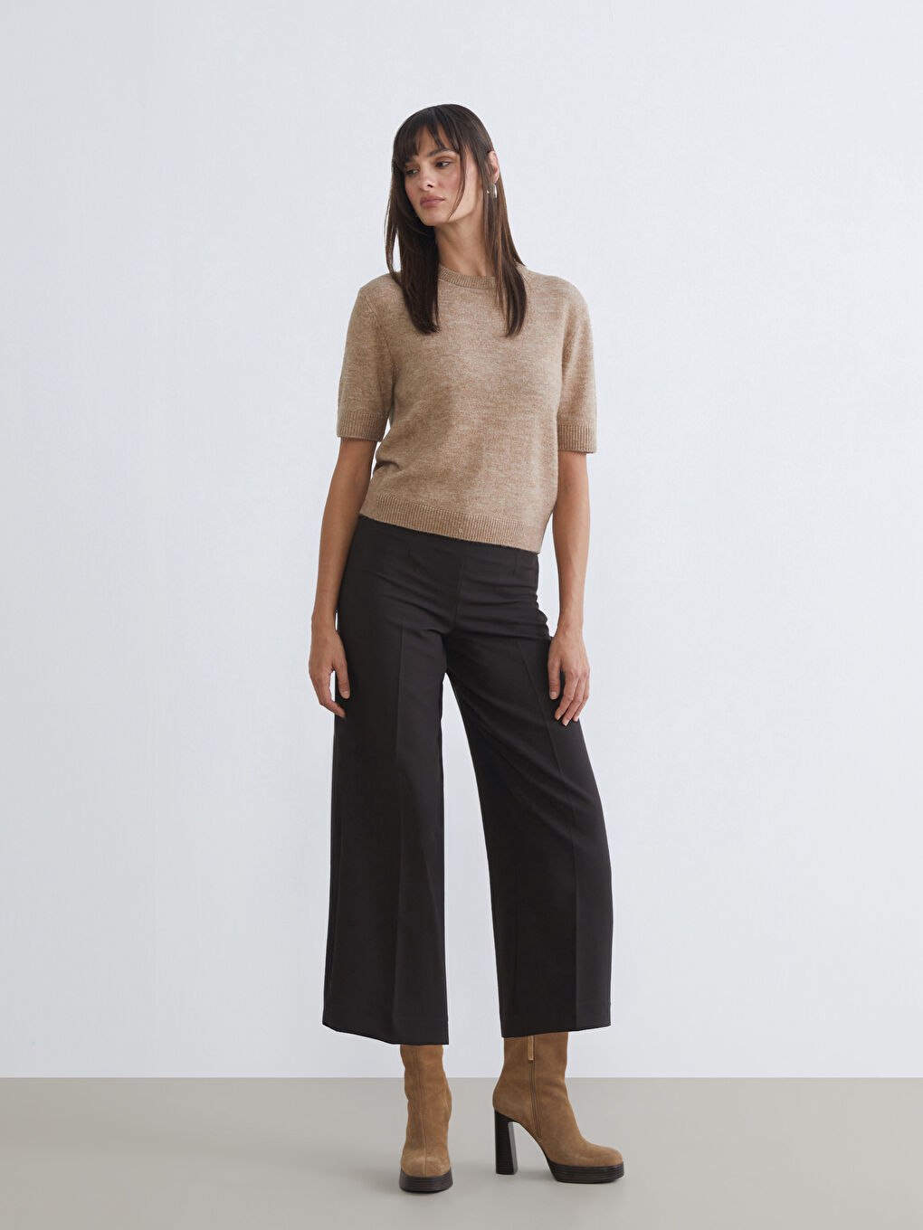 Belted Wide Leg Women's Pleated Trousers