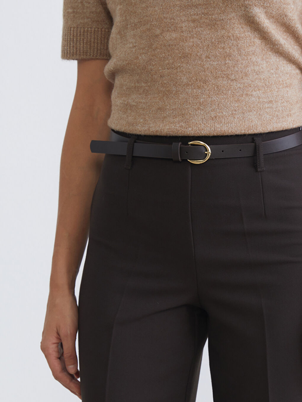 Belted Wide Leg Women's Pleated Trousers-2