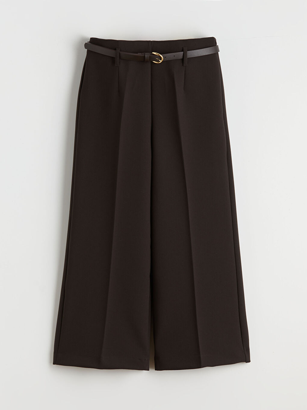 Belted Wide Leg Women's Pleated Trousers-5