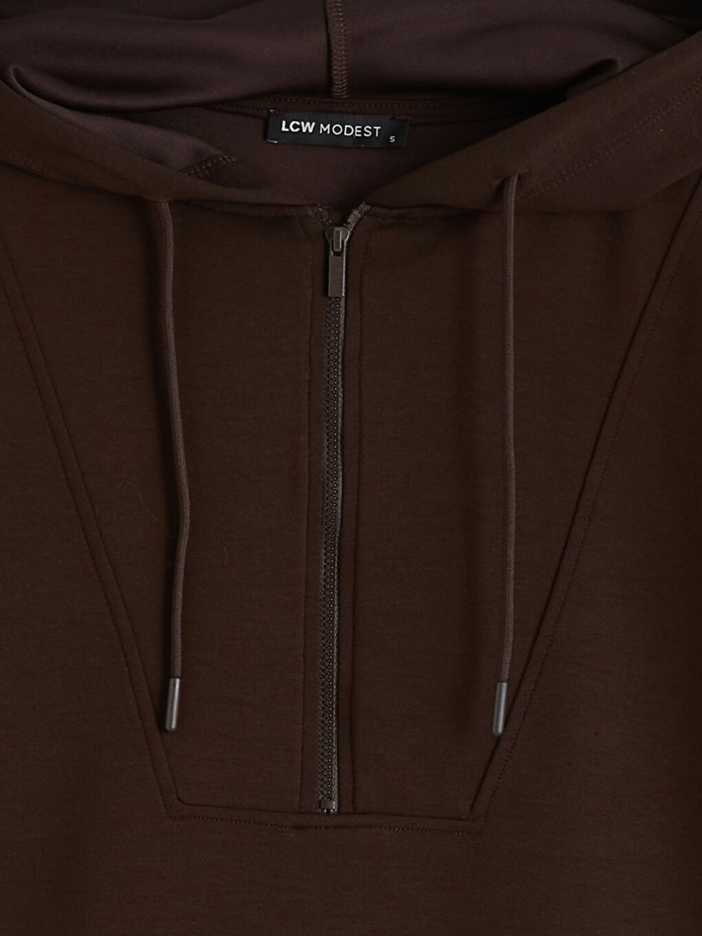 Kahverengi Kapüşonlu Oversize Kadın Sweatshirt Tunik-5