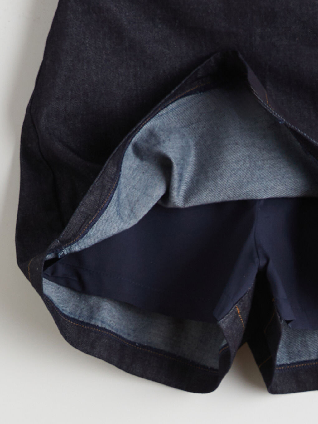 İndigo Dar Fit Jean Şort Etek-5