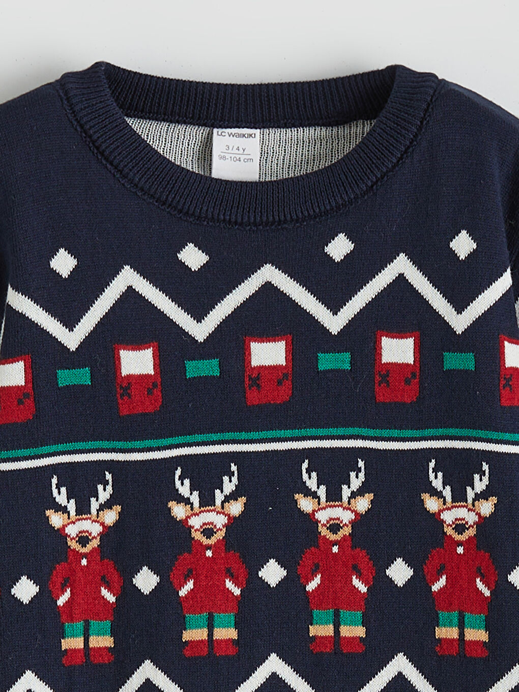 Lacivert Yılbaşı Temalı Erkek Çocuk Kazak-1