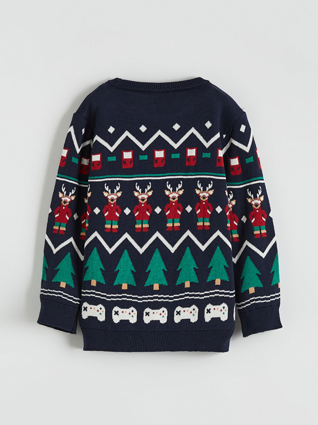 Lacivert Yılbaşı Temalı Erkek Çocuk Kazak-2