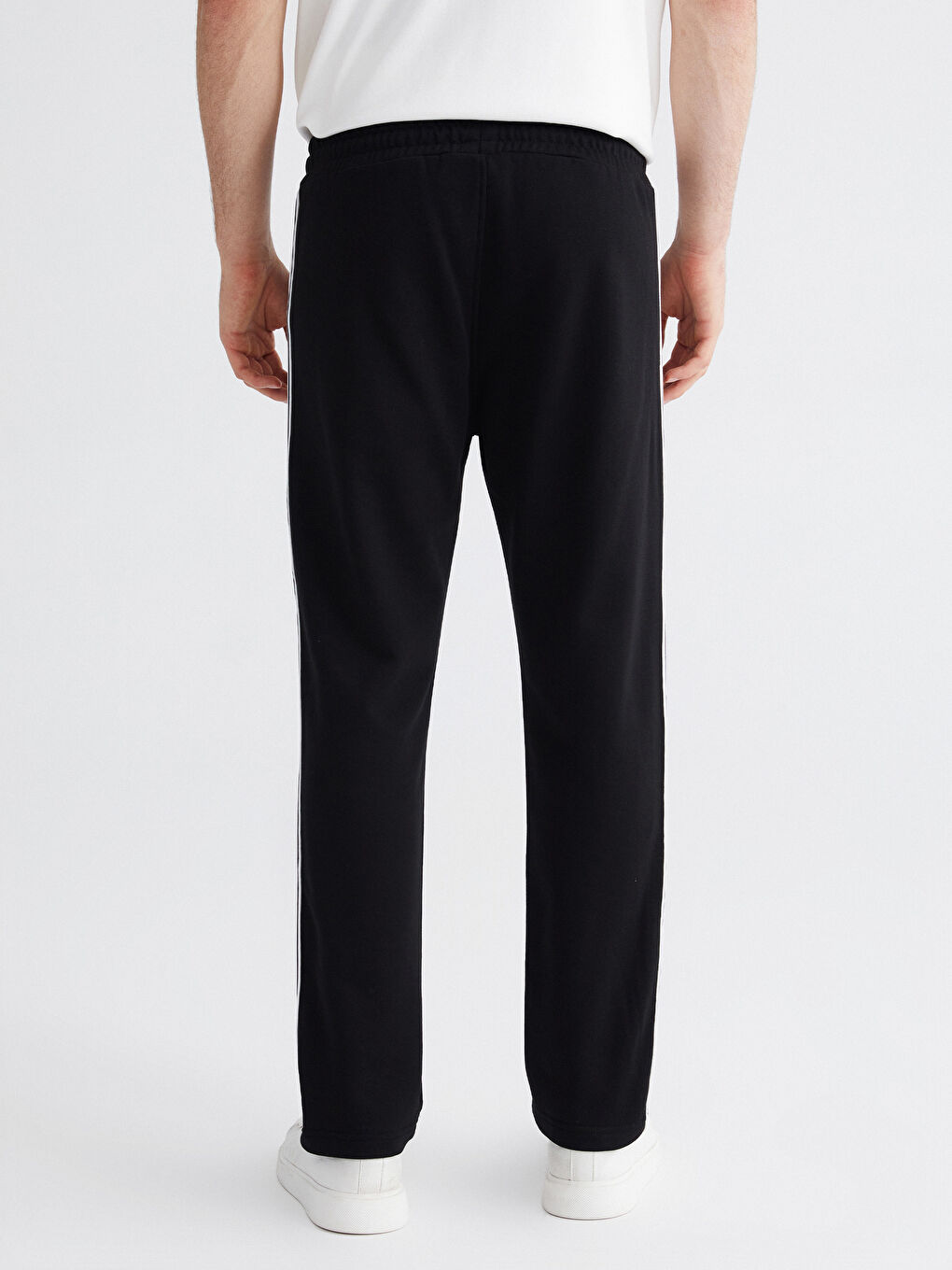 Siyah Beli Bağcıklı Erkek Kalın Eşofman Altı-3