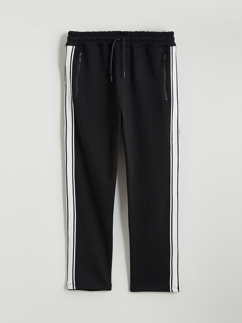 Siyah Beli Bağcıklı Erkek Kalın Eşofman Altı-4