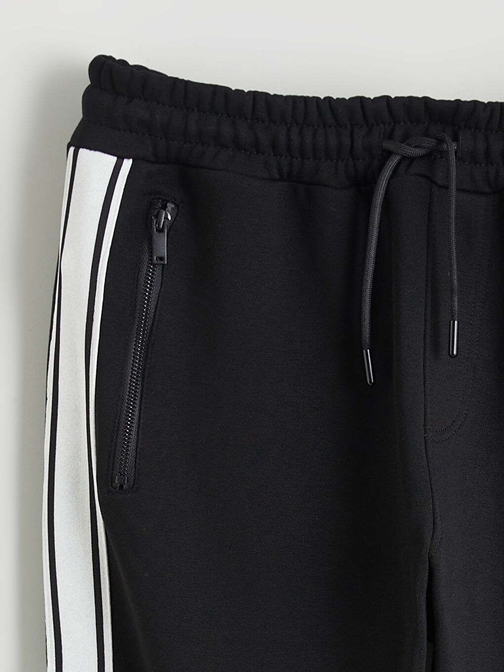 Siyah Beli Bağcıklı Erkek Kalın Eşofman Altı-5