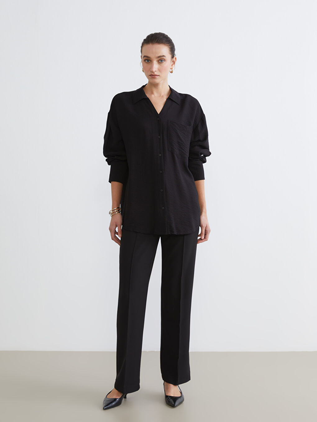 Loose Fit Dobby Women's Shirt-1