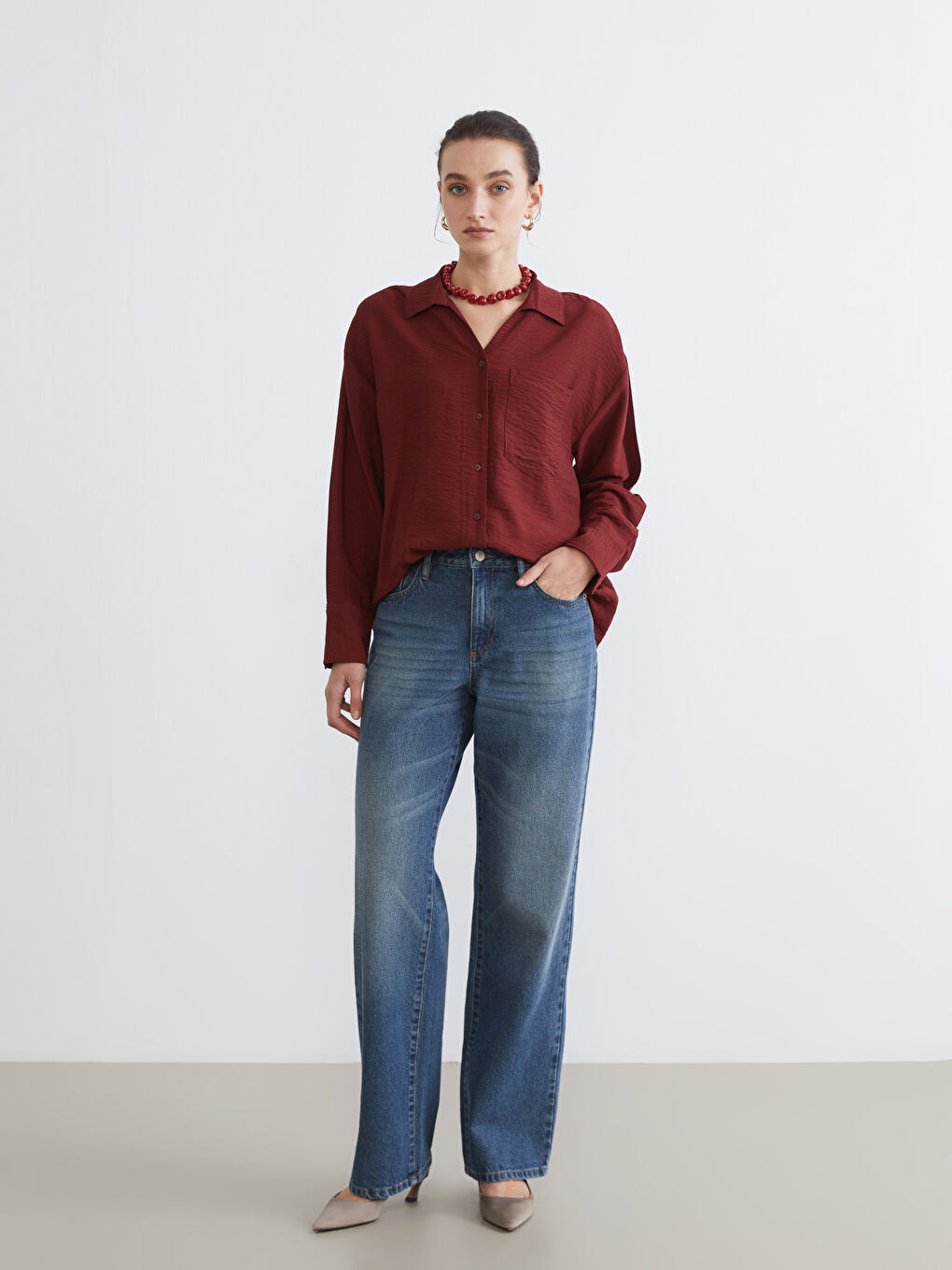 Loose Fit Dobby Women's Shirt-1