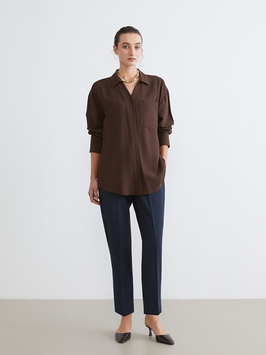 Loose Fit Dobby Women's Shirt-1