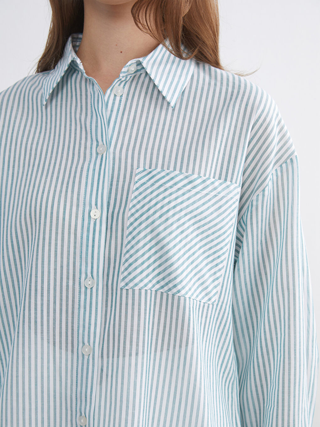 Striped Oversize Poplin Women's Shirt Tunic-2