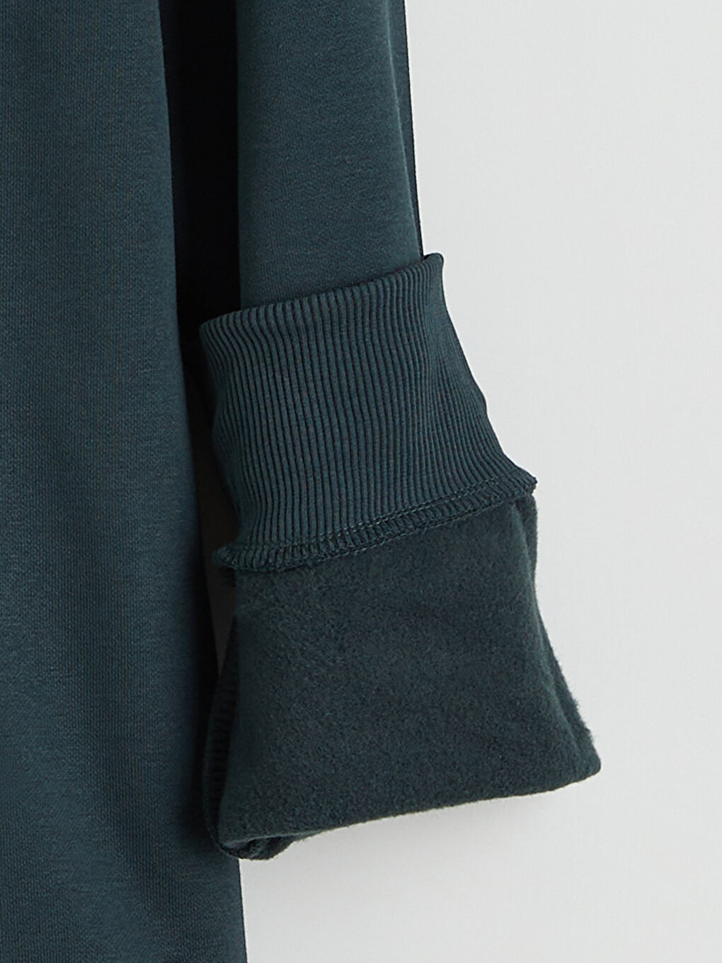 Yeşil Bisiklet Yaka Erkek Kalın Sweatshirt-1