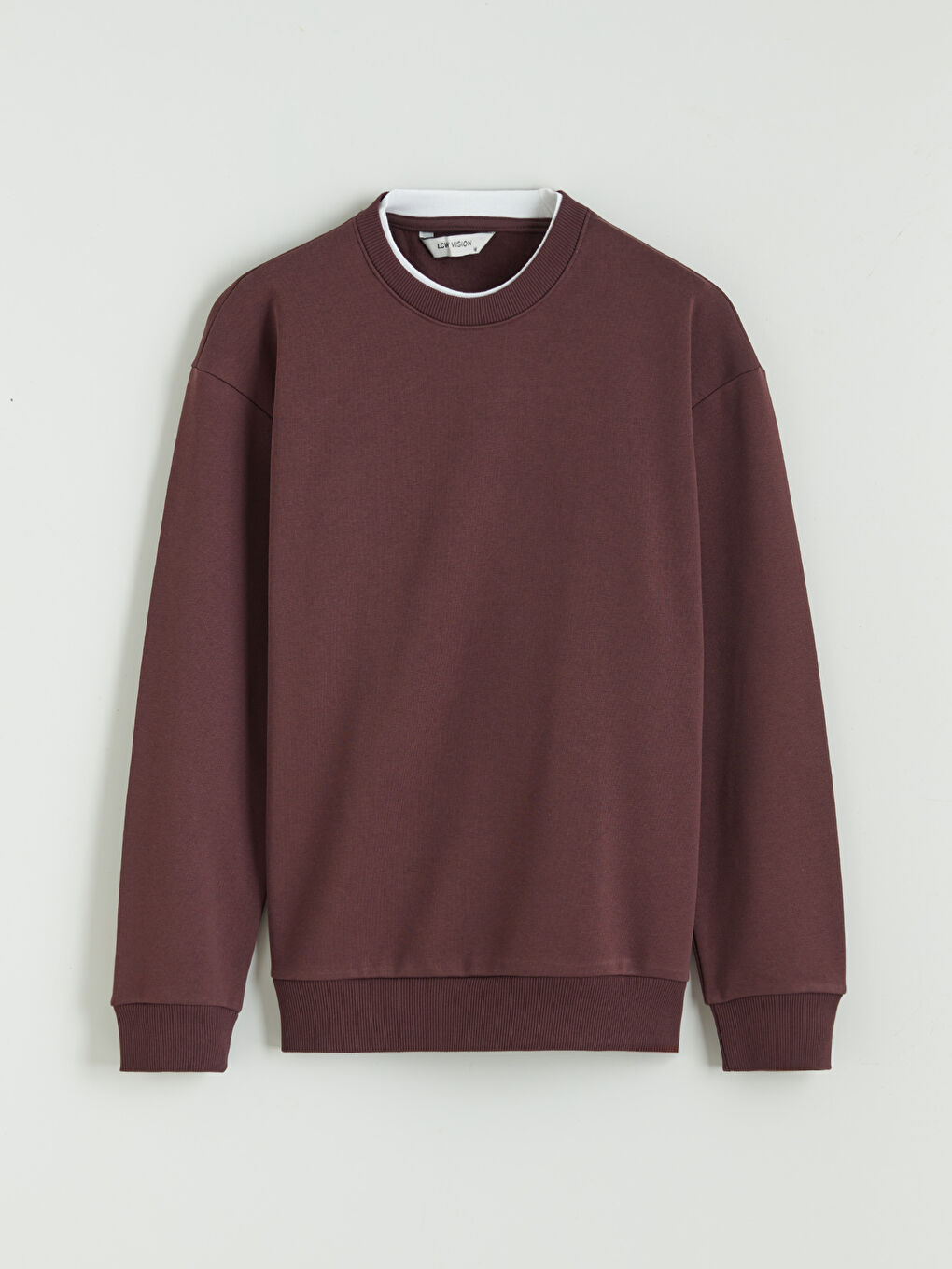 Mürdüm Bisiklet Yaka Erkek Kalın Sweatshirt-4