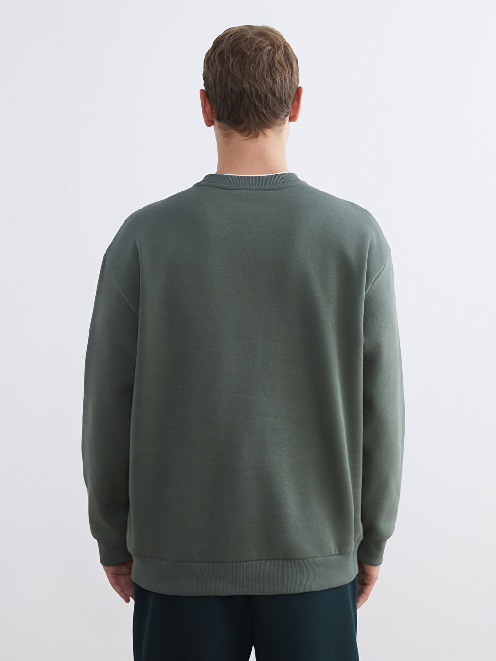 Crew Neck Men's Thick Sweatshirt-3