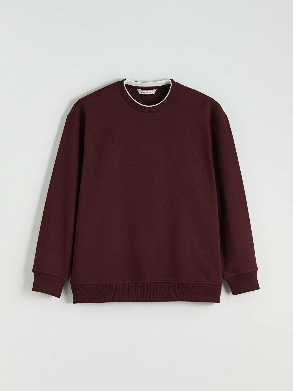 Bordo Bisiklet Yaka Erkek Kalın Sweatshirt-4