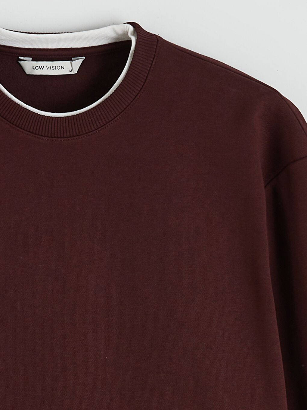 Bordo Bisiklet Yaka Erkek Kalın Sweatshirt-6