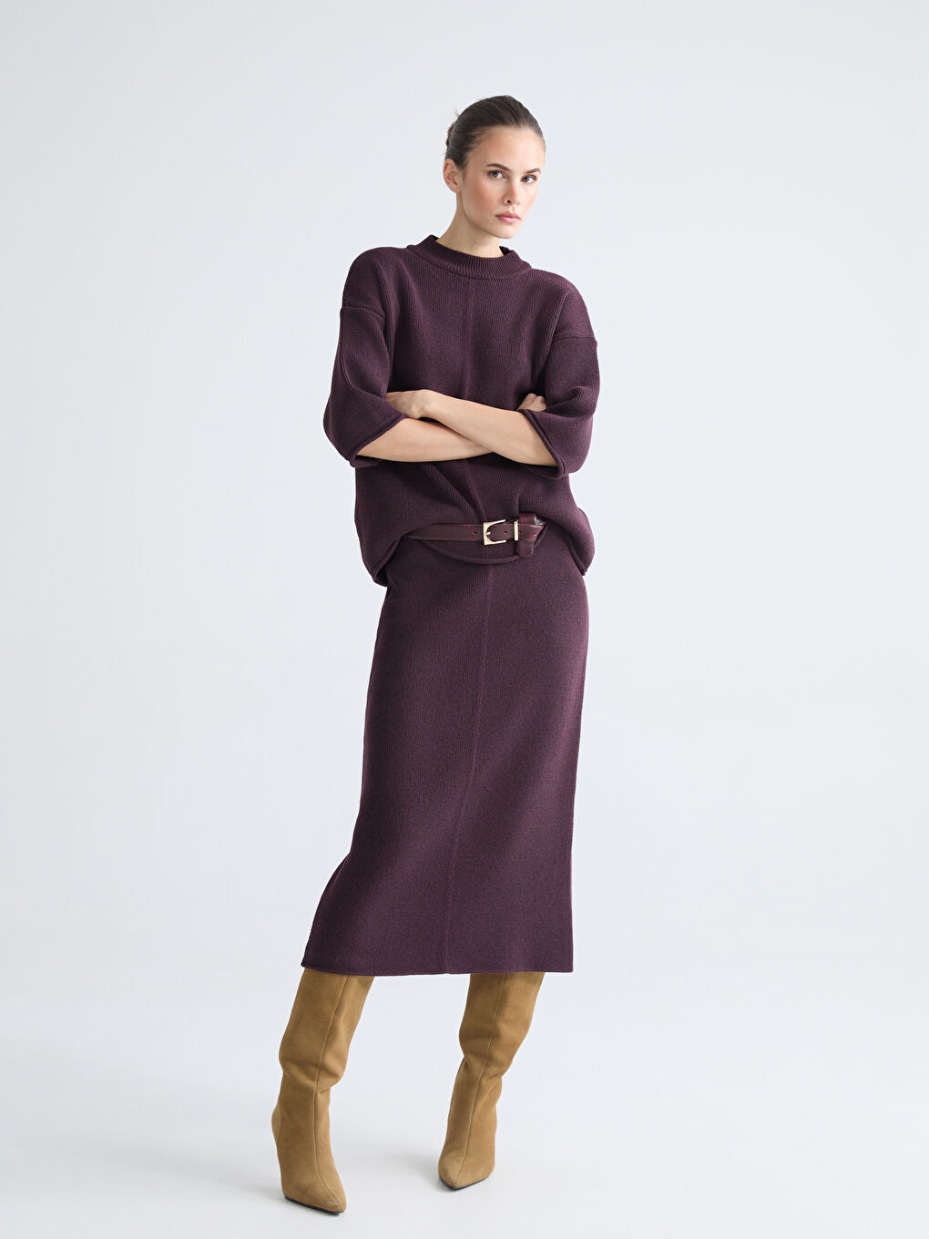 Suknja od trikotaže s elastičnim strukom-2