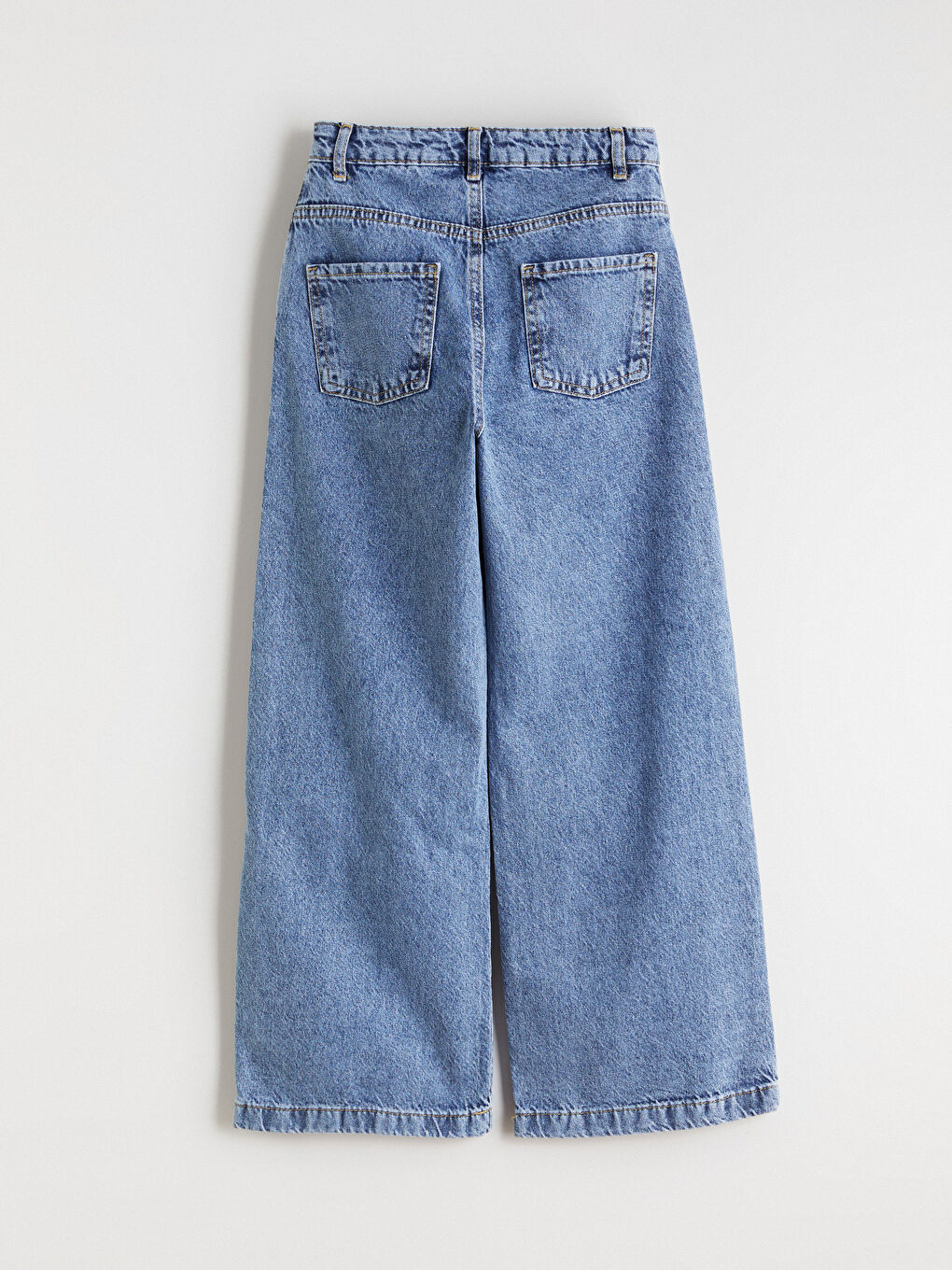 Mavi Wideleg Angel Baskılı Kız Çocuk Jean Pantolon-3