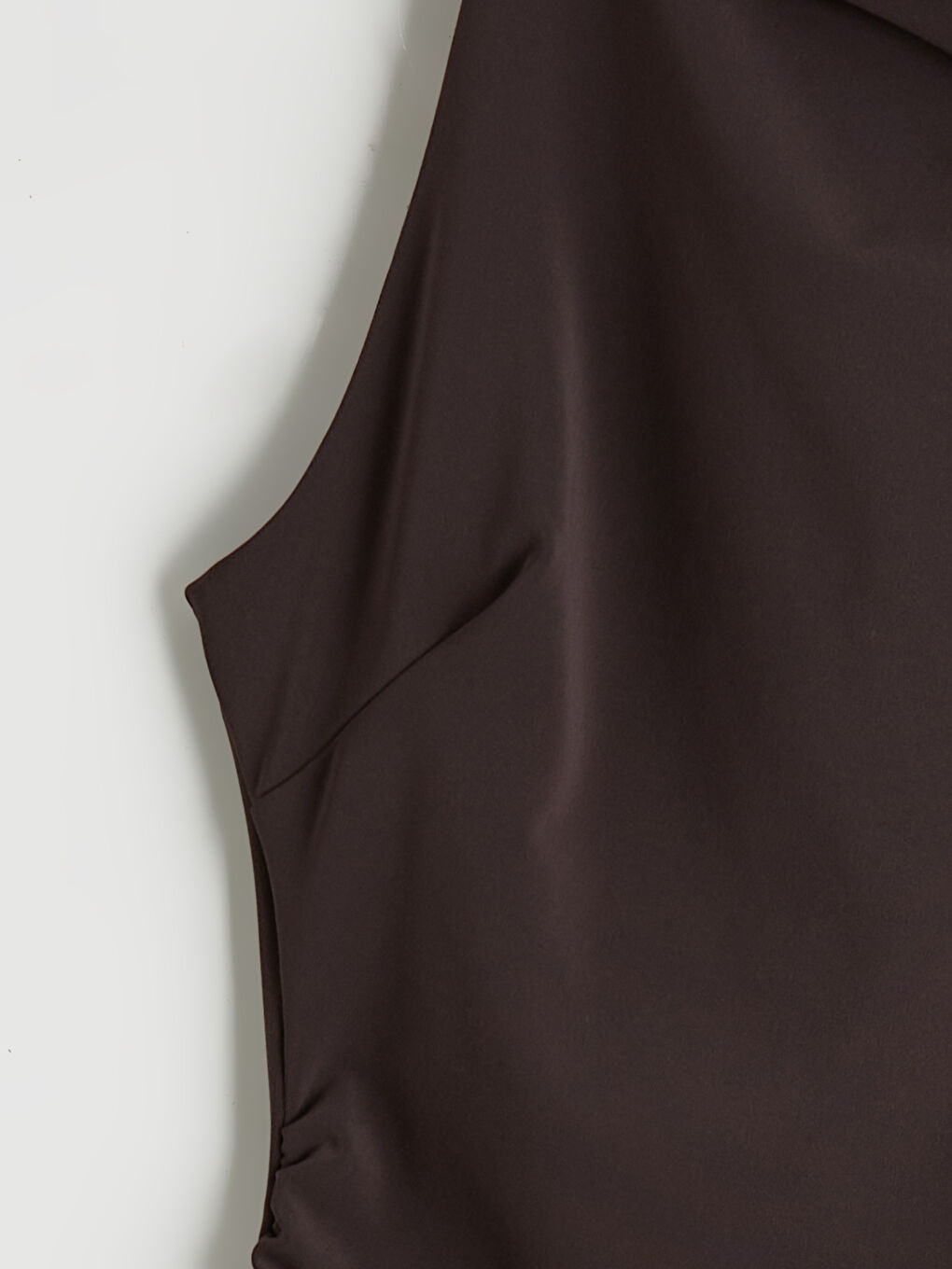 Draped Collar Gathered Crepe Dress-9