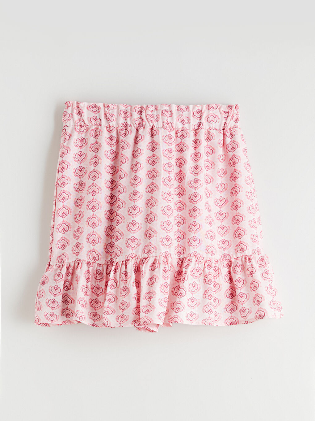 Pembe Beli Lastikli Fırfırlı Kız Çocuk Şort Etek-3