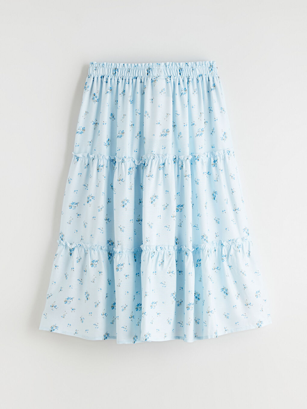 Mavi Beli Lastikli Çiçekli Kız Çocuk Etek-2