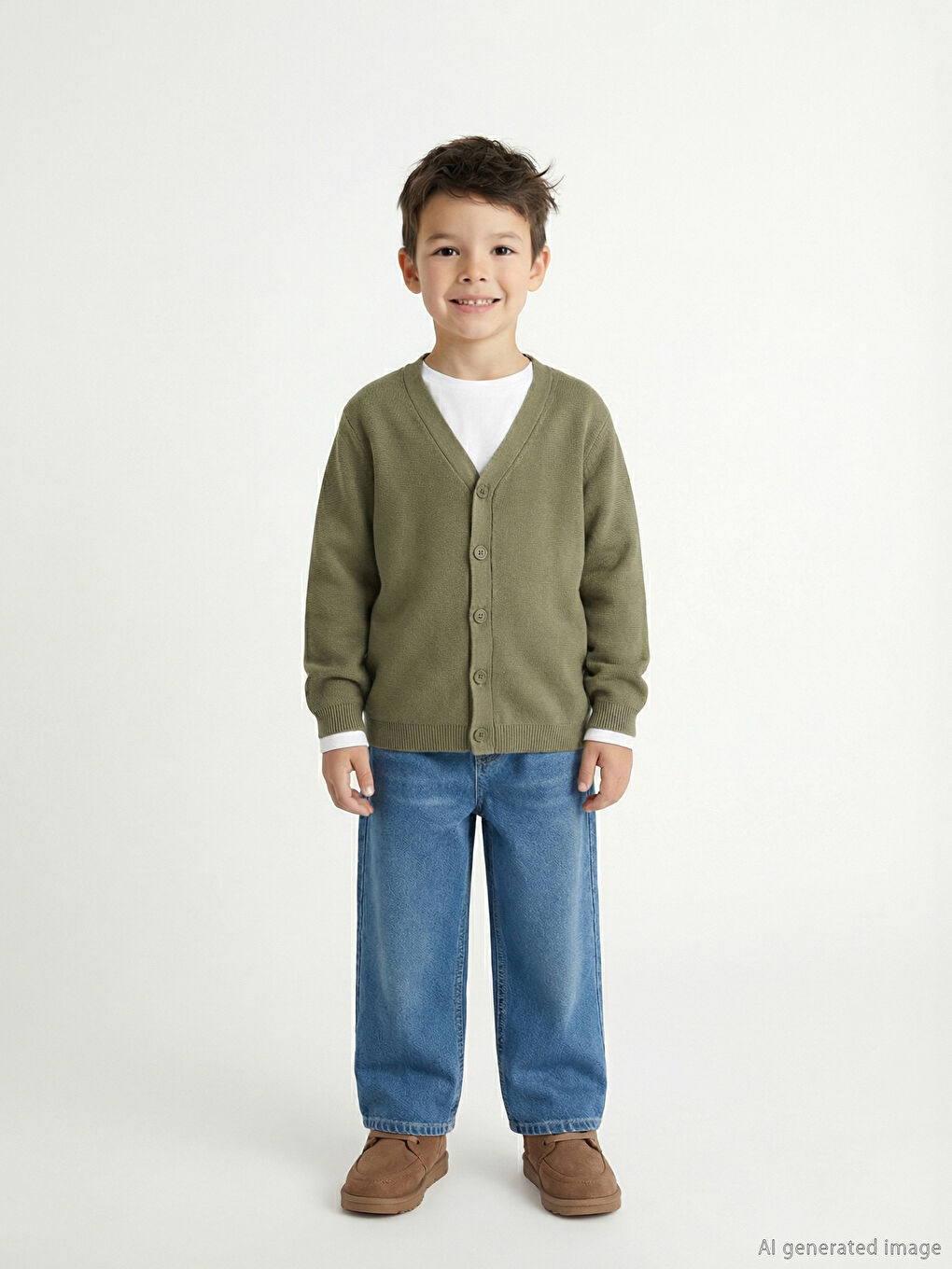 Cardigan en Tricot pour Garçons à Encolure en V