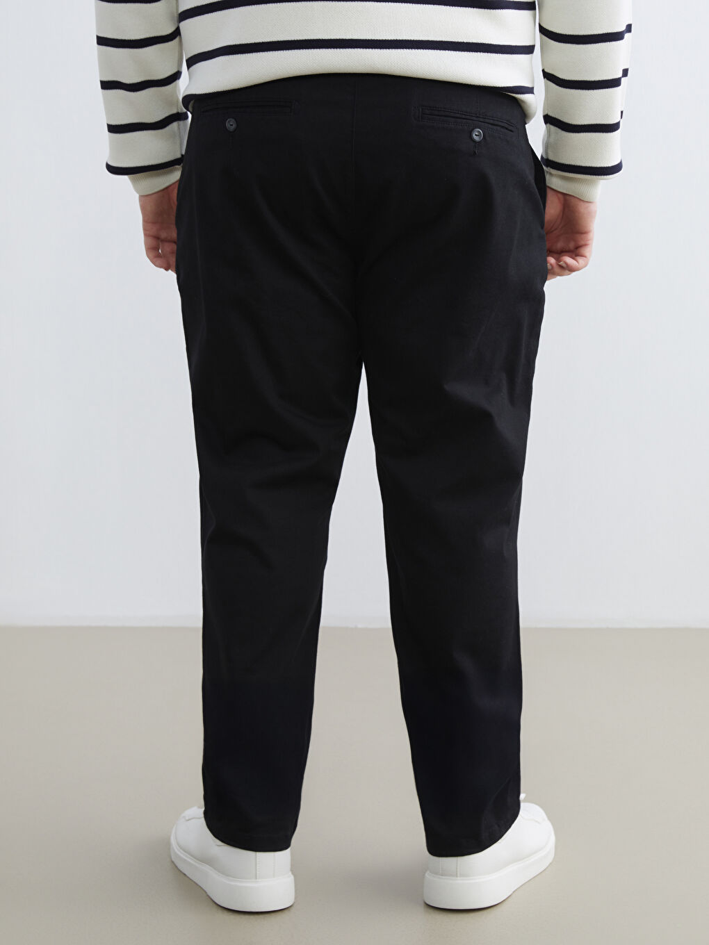 Siyah Büyük Beden Standart Kalıp Erkek Chino Pantolon-3