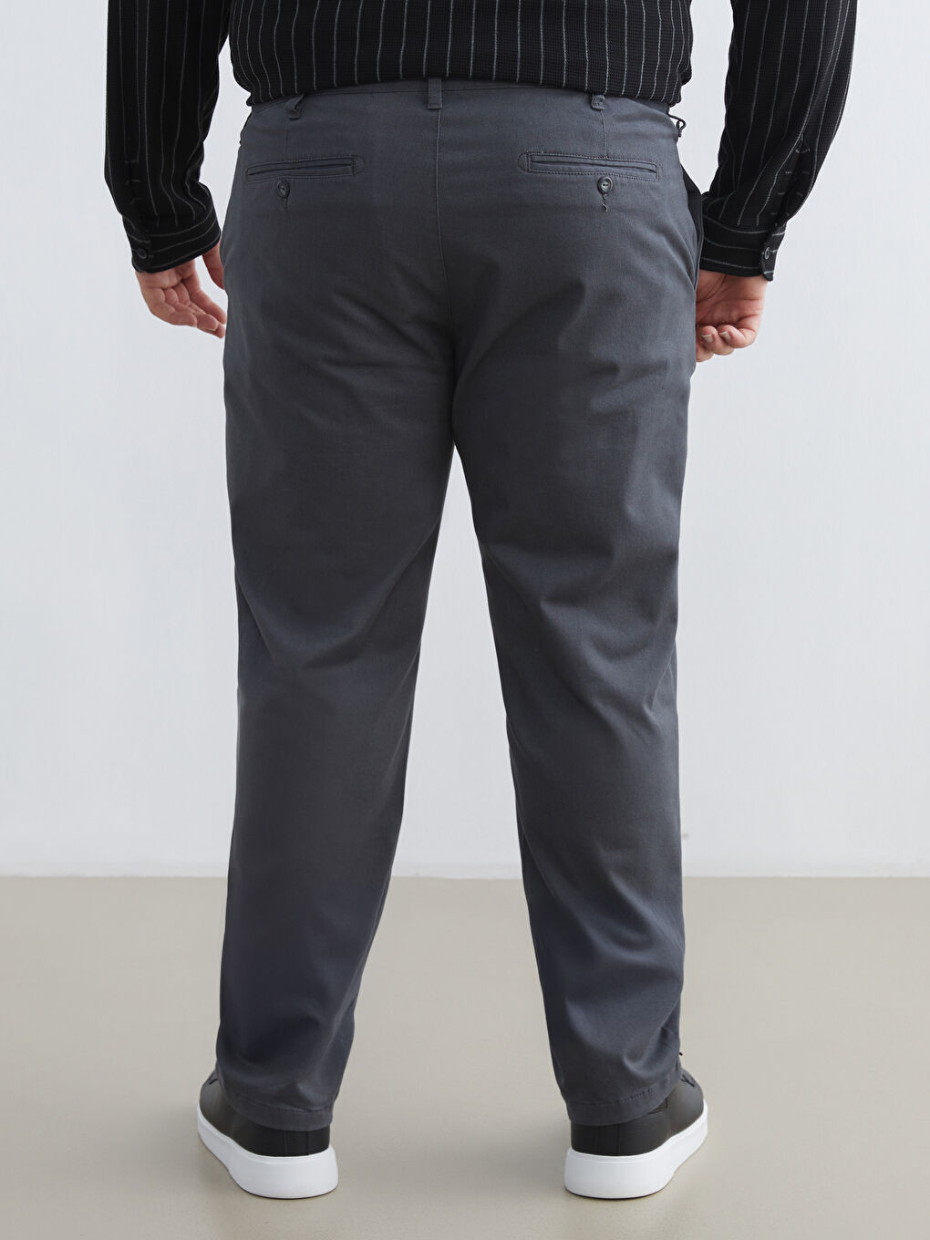 Antrasit Büyük Beden Standart Kalıp Erkek Chino Pantolon-3